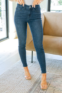 Judy Blue Addison Mid Rise Crinkle Ankle Skinny Jeans