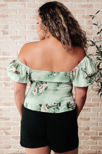 Garden of Eden Balloon Sleeve Top in Sage