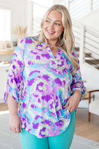 Lizzy Top in Lavender and Purple Brush Strokes