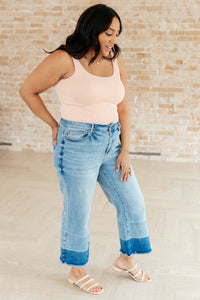 Judy Blue Olivia High Rise Wide Leg Crop Jeans in Medium Wash