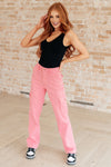 Judy Blue Peggy High Rise Cargo Straight Jeans in Pink