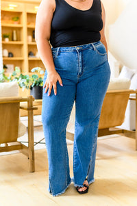 Judy Blue Caitlin High Rise Split Hem Straight Jeans