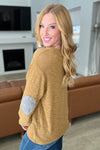 Textured Top with Elbow Patches in Camel