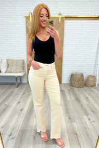 Judy Blue  Alice High Rise Over Dyed 90's Straight Jeans in Light Khaki