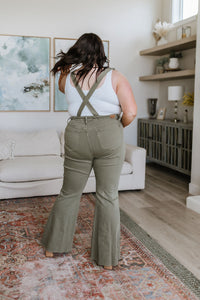 Judy Blue Olivia Control Top Release Hem Overalls in Olive